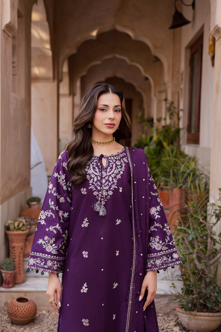 Plum Haze 3Pc - Festive Embroidered Lawn
