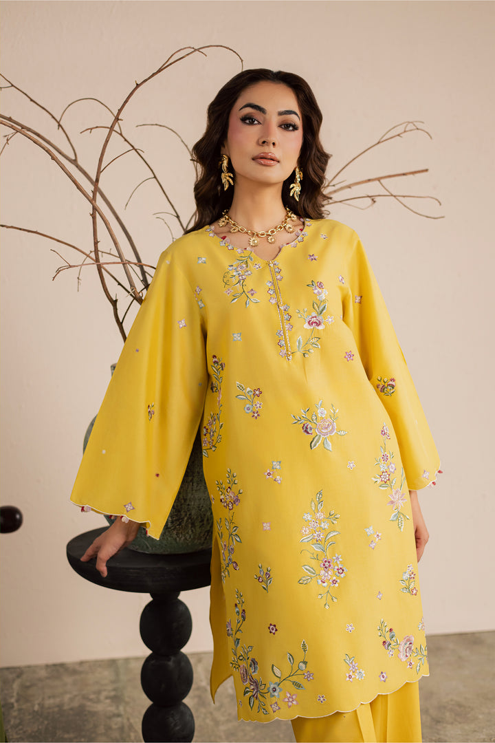 Yellow Elira 2Pc - Embroidered Lawn Dress