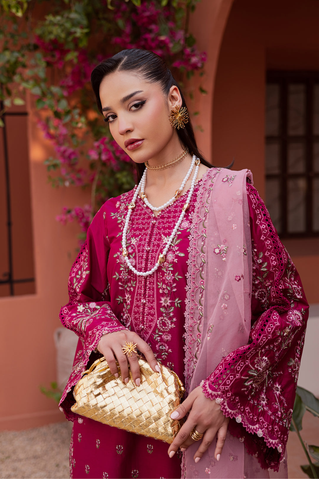 Pink Aleyla 3Pc - Festive Embroidered Lawn