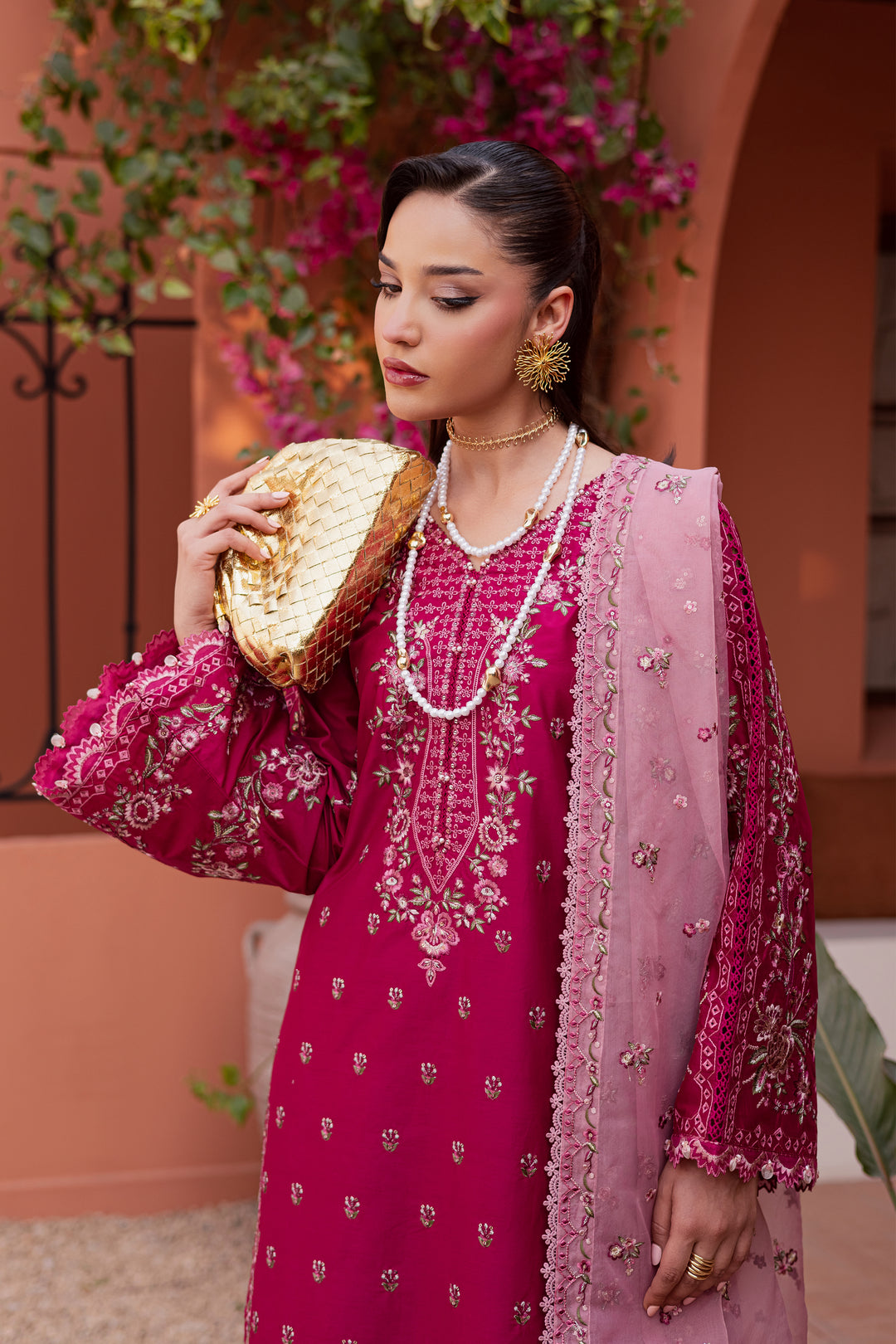 Pink Aleyla 3Pc - Festive Embroidered Lawn