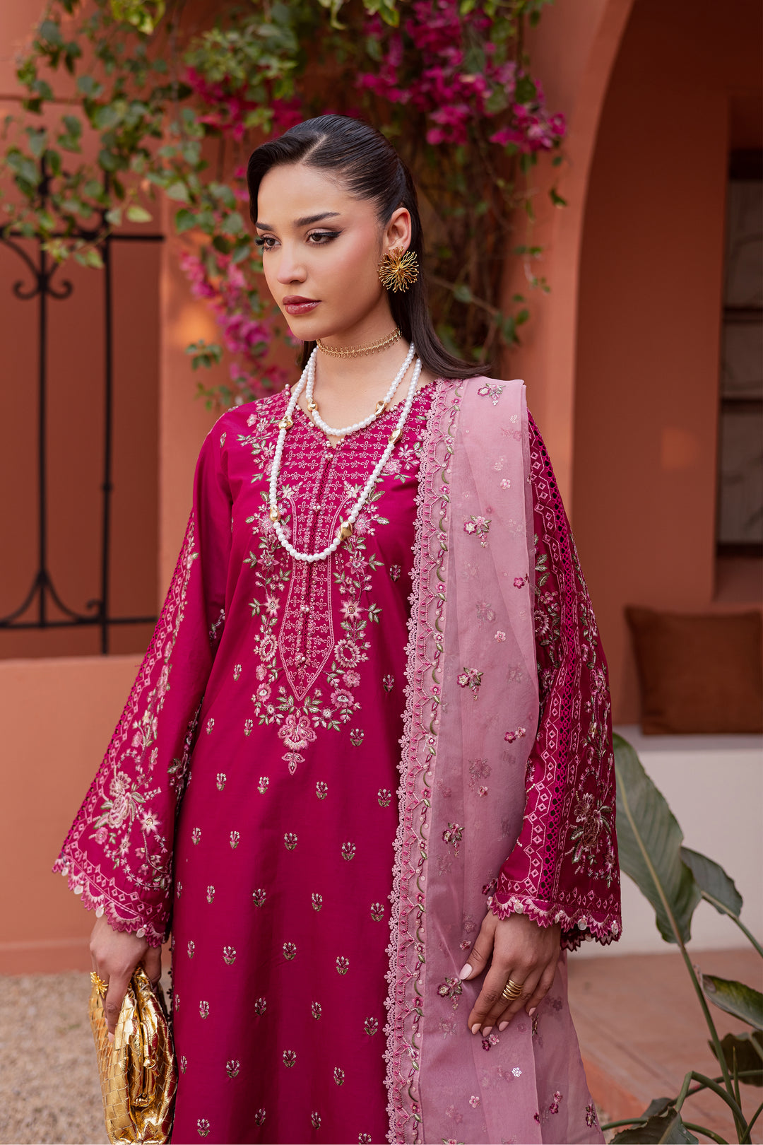 Pink Aleyla 3Pc - Festive Embroidered Lawn