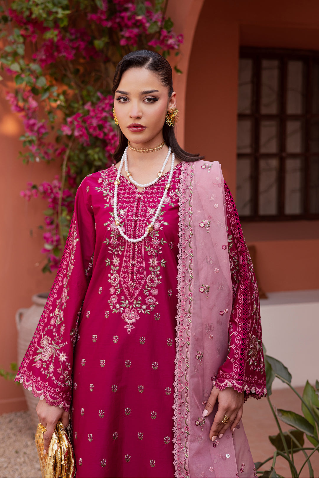 Pink Aleyla 3Pc - Festive Embroidered Lawn