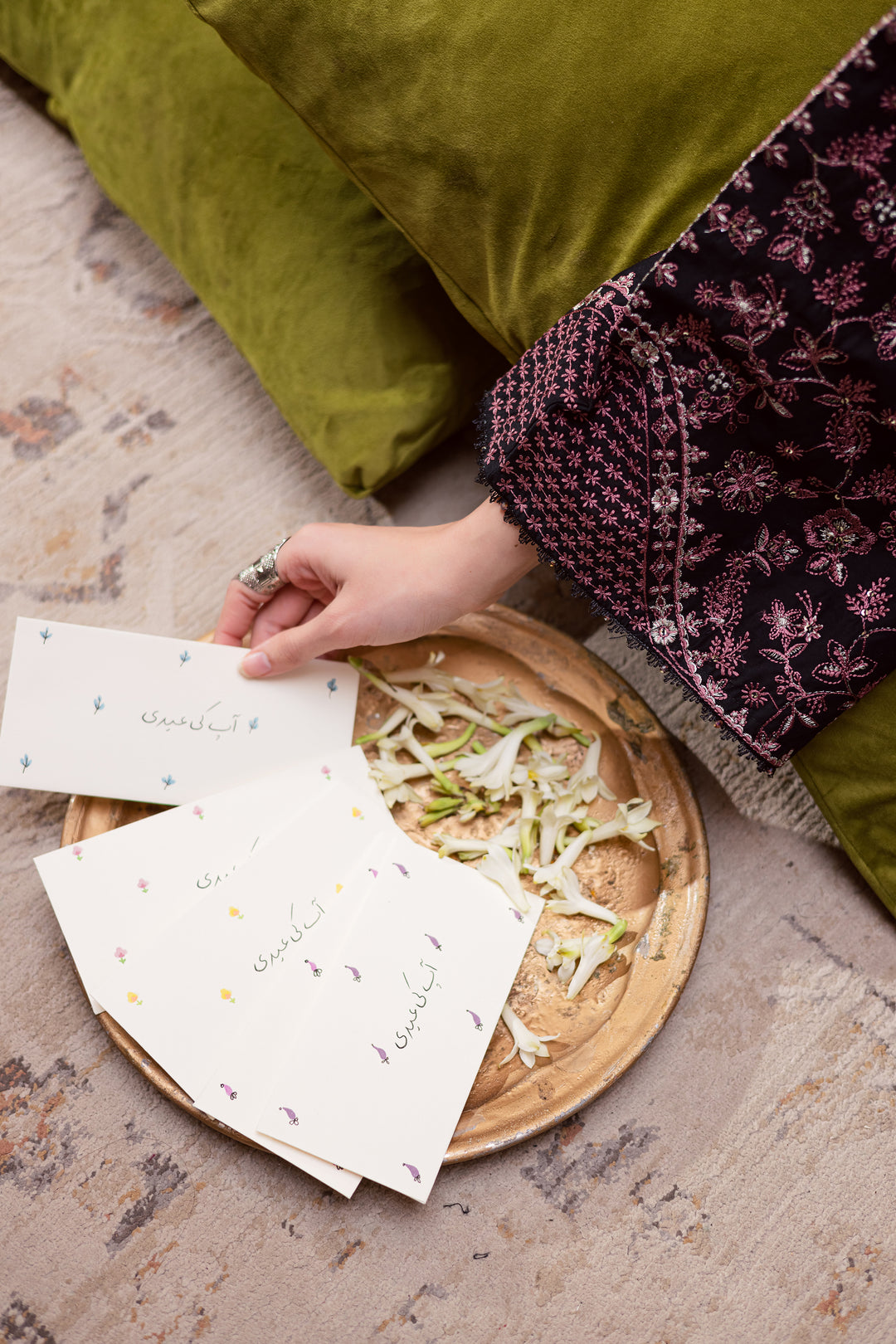 Black Sakura 3Pc - Festive Embroidered Lawn