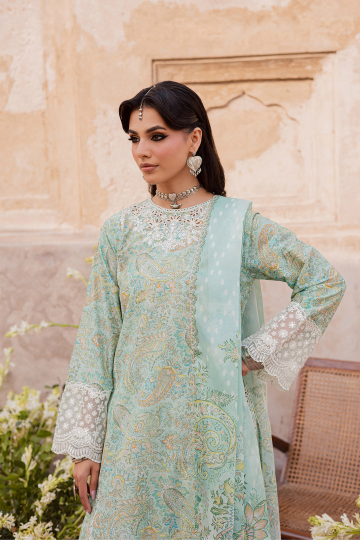 Green Elika 3Pc - Festive Eid Prints