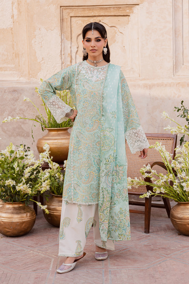 Green Elika 3Pc - Festive Eid Prints