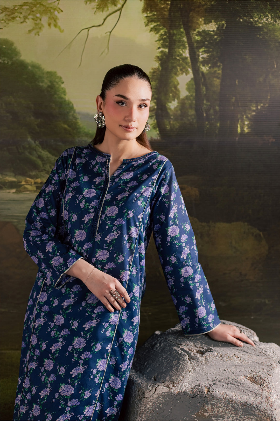 Blue Leah 2Pc - Printed Lawn Dress