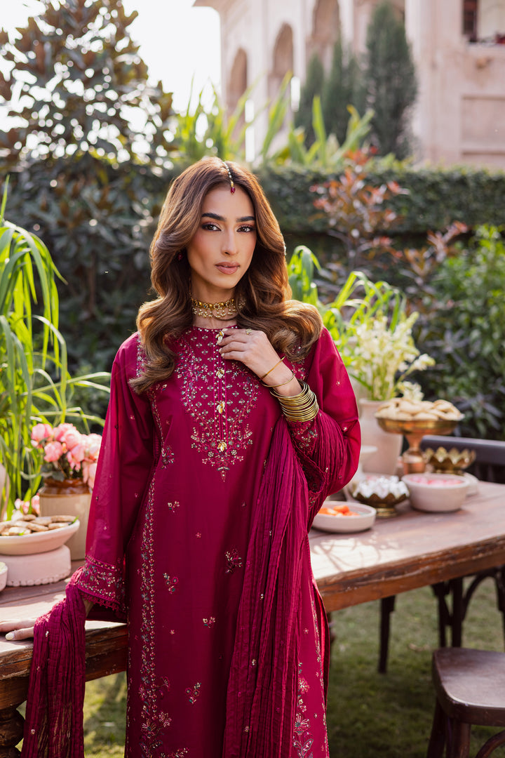 Ursula 3Pc - Festive Embroidered Lawn
