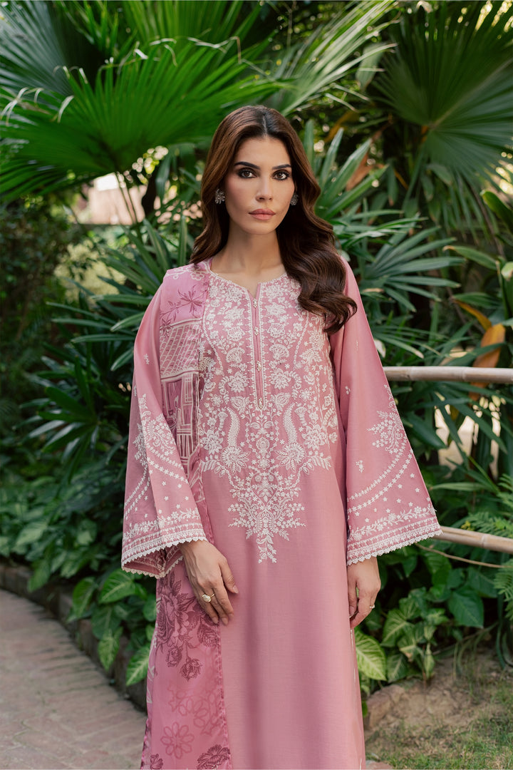 Dove Glove 3Pc - Embroidered Khaddar Pret