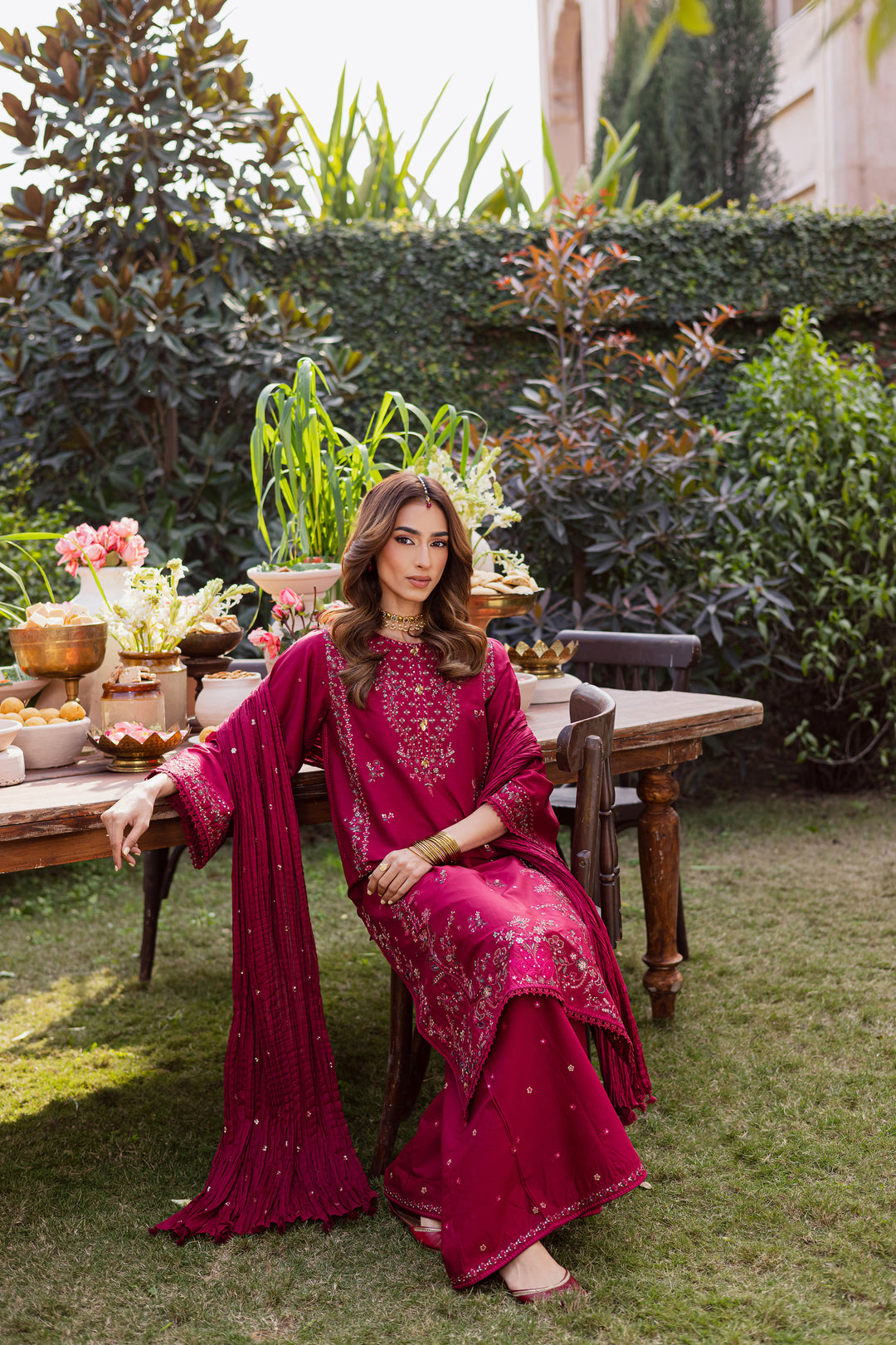 Ursula 3Pc - Festive Embroidered Lawn