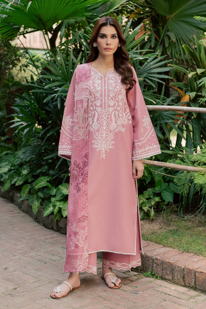Dove Glove 3Pc - Embroidered Khaddar Pret