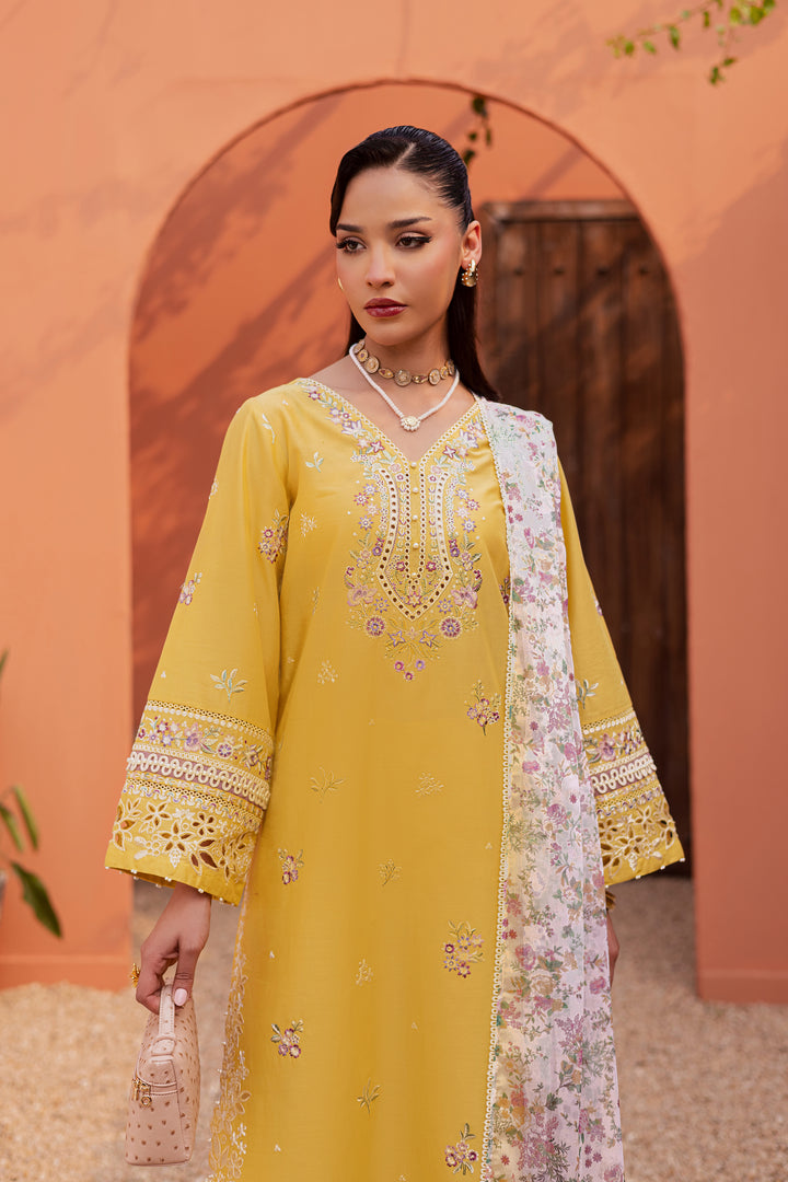 Lime Darla 3Pc - Festive Embroidered Lawn