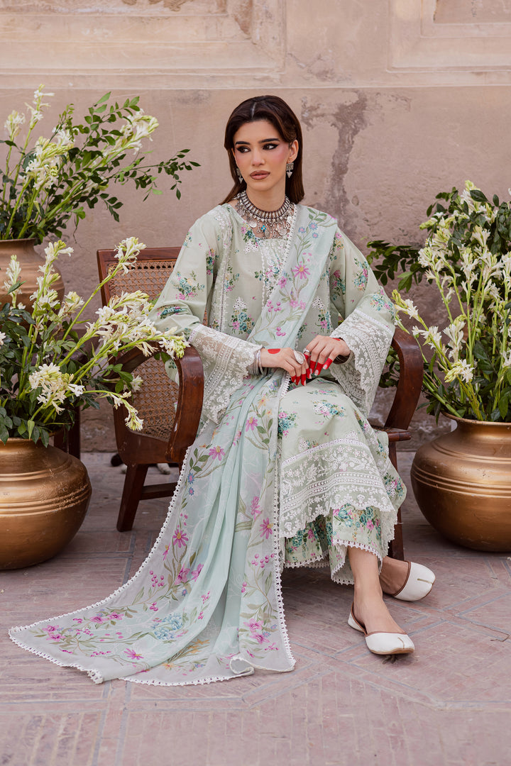 Green Pie 3Pc - Festive Eid Prints