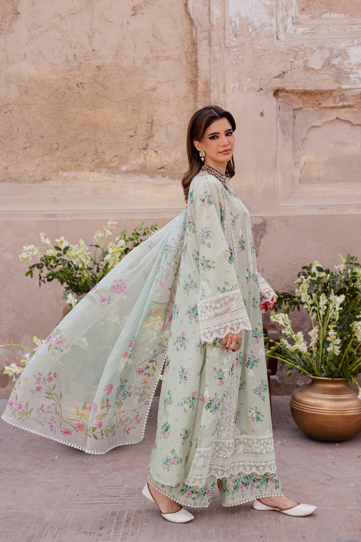 Green Pie 3Pc - Festive Eid Prints