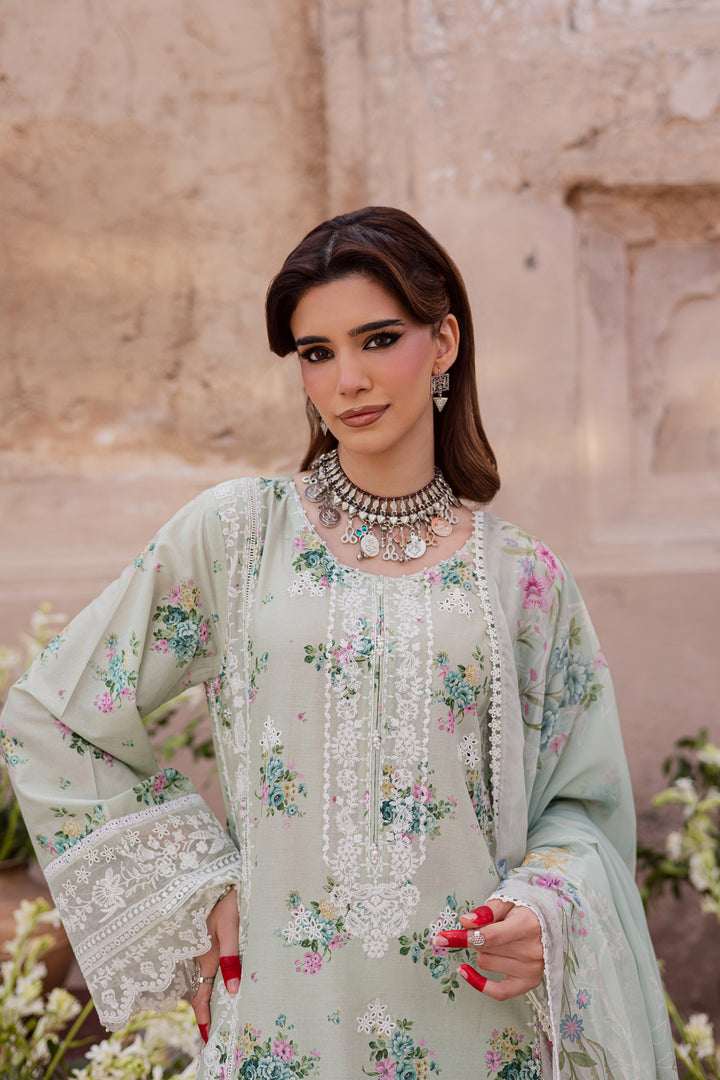 Green Pie 3Pc - Festive Eid Prints
