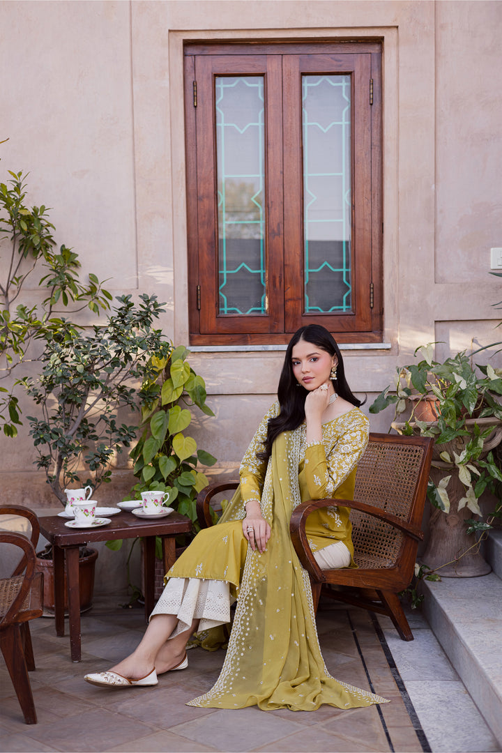 Lime Haze 3Pc - Festive Embroidered Lawn