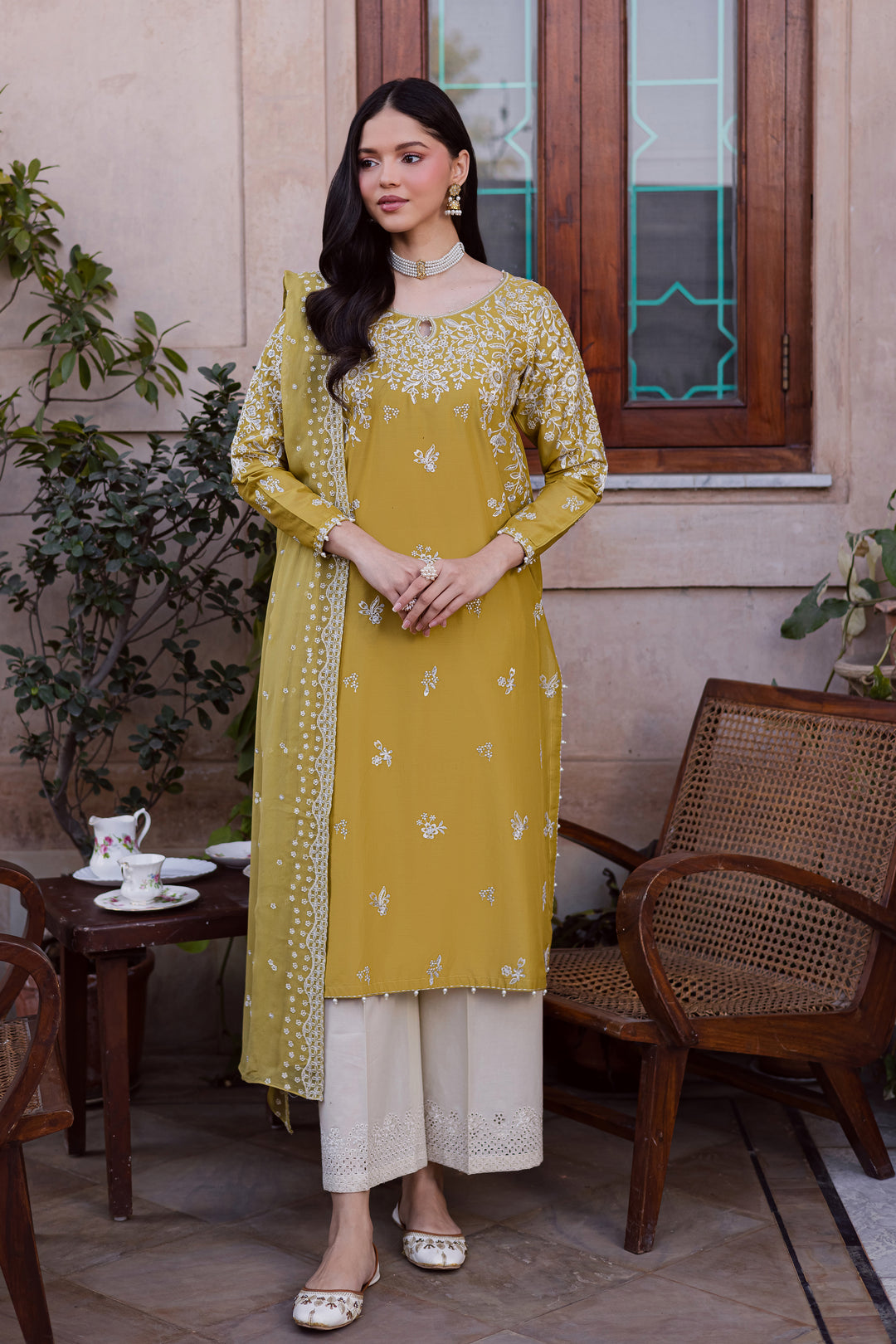 Lime Haze 3Pc - Festive Embroidered Lawn