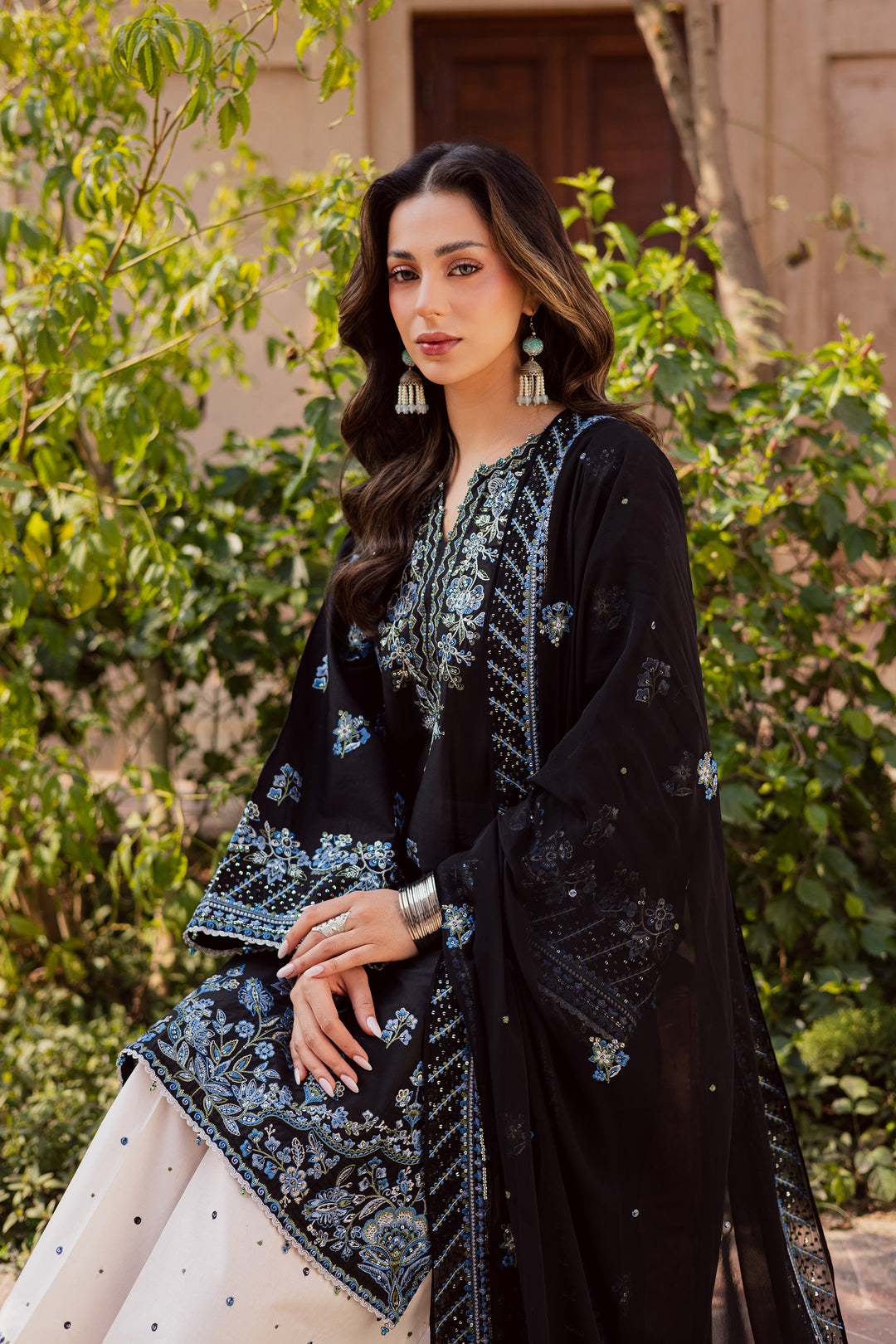 Black Iris 3Pc - Festive Embroidered Lawn