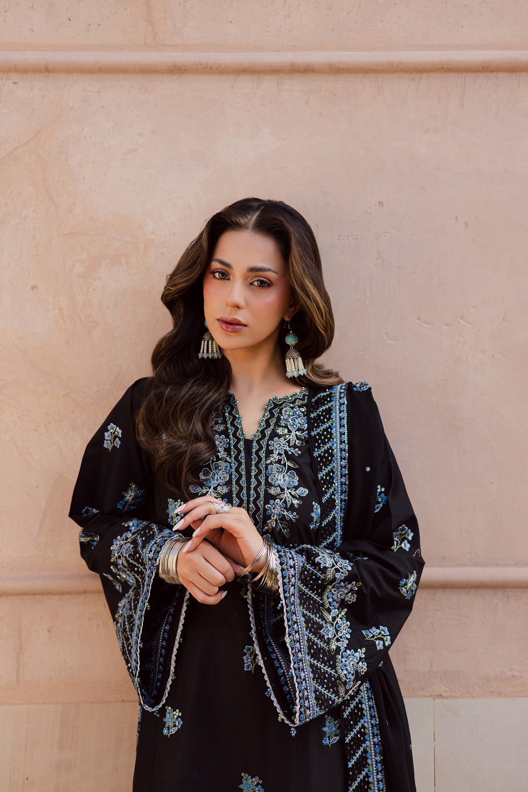 Black Iris 3Pc - Festive Embroidered Lawn