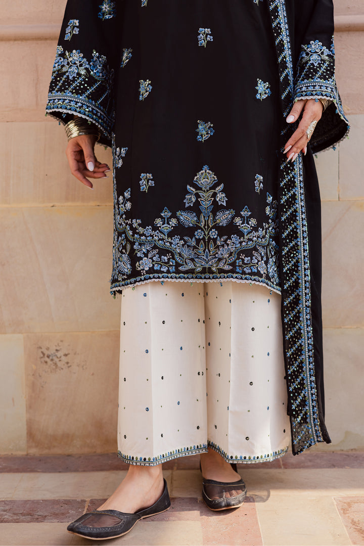 Black Iris 3Pc - Festive Embroidered Lawn
