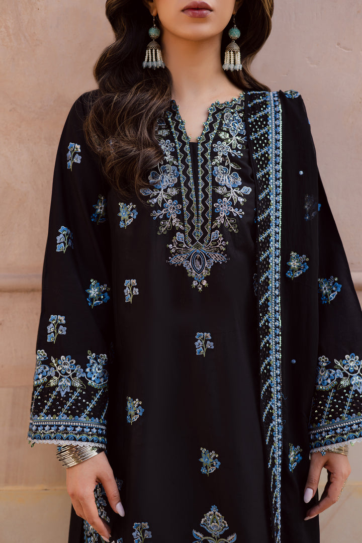Black Iris 3Pc - Festive Embroidered Lawn