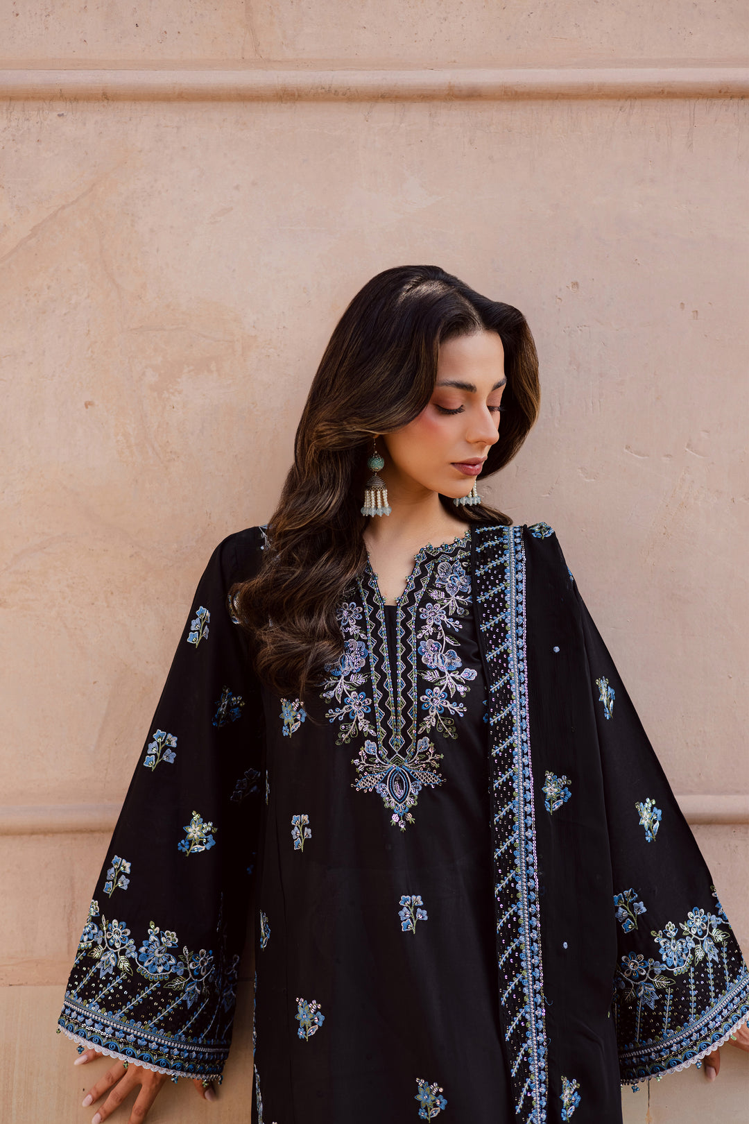 Black Iris 3Pc - Festive Embroidered Lawn