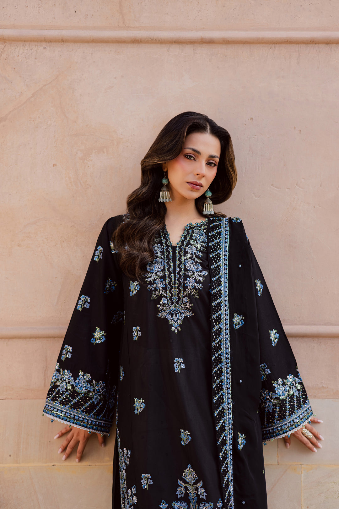 Black Iris 3Pc - Festive Embroidered Lawn