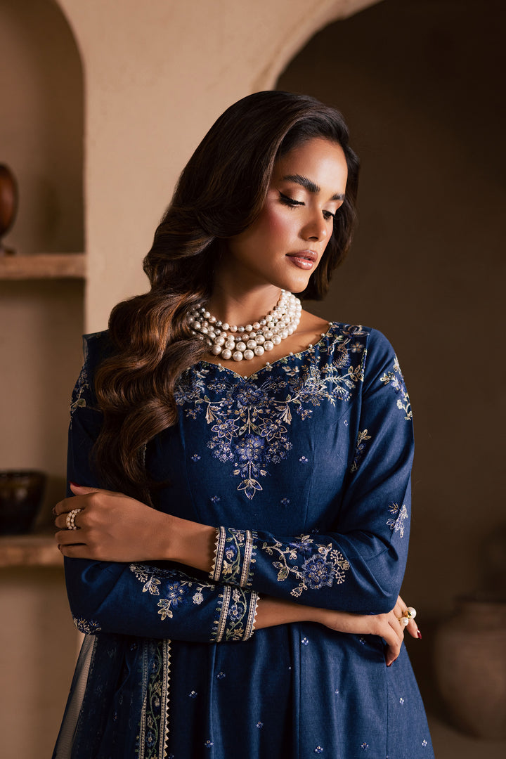 Blue Wester 3Pc - Embroidered Khaddar Dress
